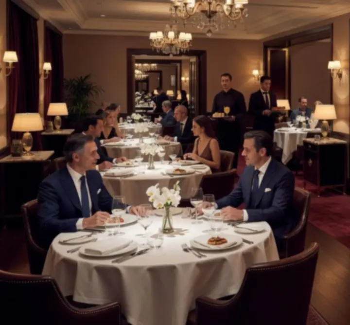 Interior elegant Royal Deal Restaurant & Poker Lounge, combinând zona de dining cu mesele de poker