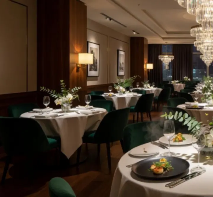 Interior Royal Deal Restaurant, cu mese aranjate elegant și lumină caldă
