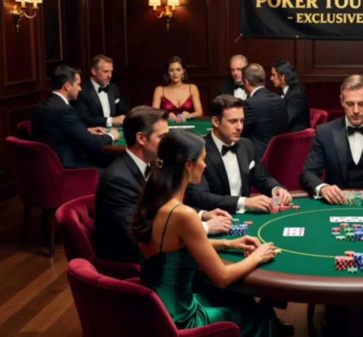 Seară de turneu de poker într-un lounge elegant la Royal Deal