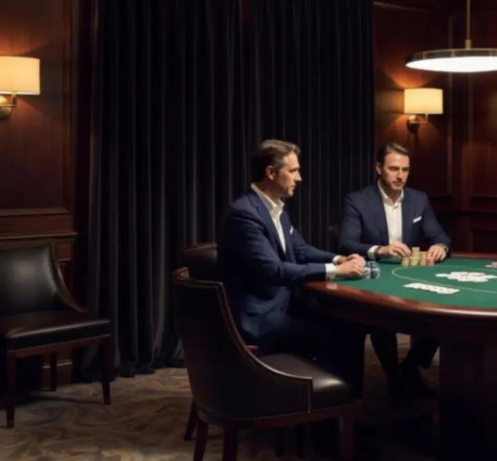 Masă privată de poker într-o zonă VIP elegantă